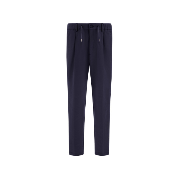 Herno Technical Stretch Fabric Trousers in Navy Blue | Men's Trousers | Coveti