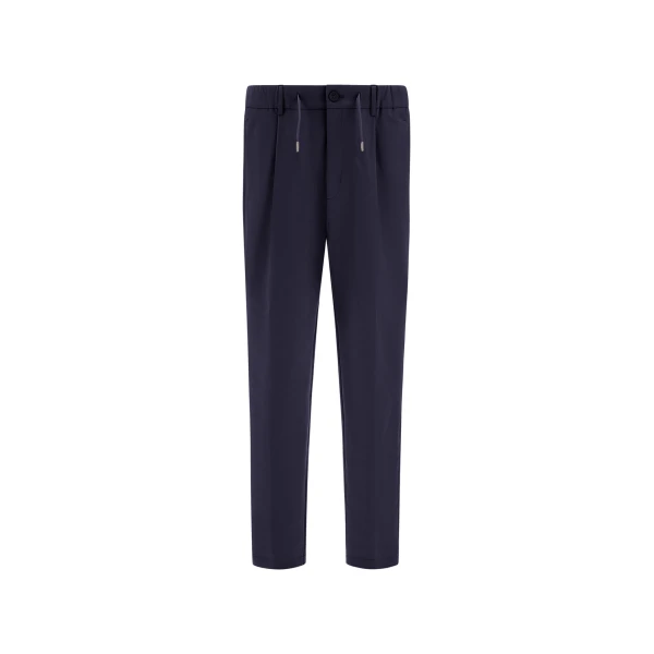 Herno Technical Stretch Fabric Trousers in Navy Blue | Men's Trousers | Coveti