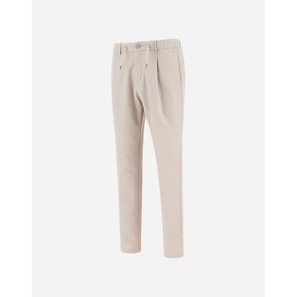 Herno Technical Stretch Fabric Trousers in Pearl Grey | Men's Trousers | Coveti