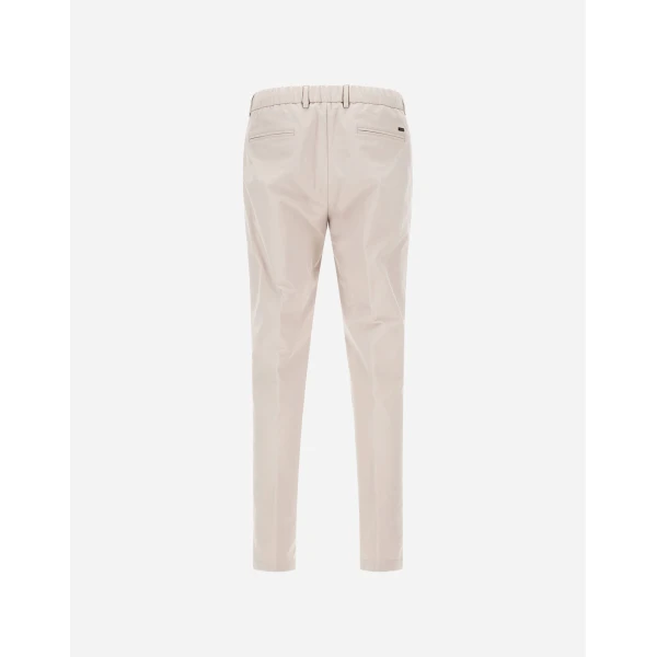 Herno Technical Stretch Fabric Trousers in Pearl Grey | Men's Trousers | Coveti