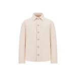 Herno Velvet-Effect Shearling Shacket in Cream White | Men's Coats | Coveti
