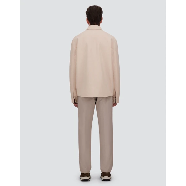 Herno Velvet-Effect Shearling Shacket in Cream White | Men's Coats | Coveti