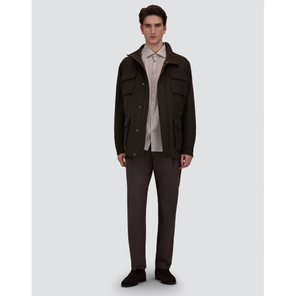 Herno Vintage-Effect Wool-Blend Field Jacket in Light Military | Men's Jackets | Coveti
