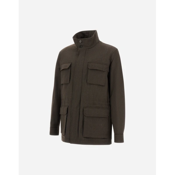 Herno Vintage-Effect Wool-Blend Field Jacket in Light Military | Men's Jackets | Coveti