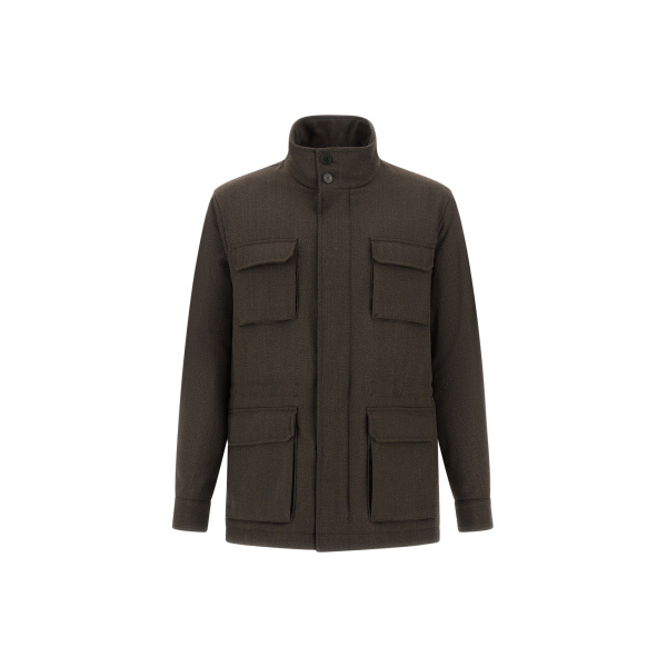 Herno Vintage-Effect Wool-Blend Field Jacket in Light Military | Men's Jackets | Coveti