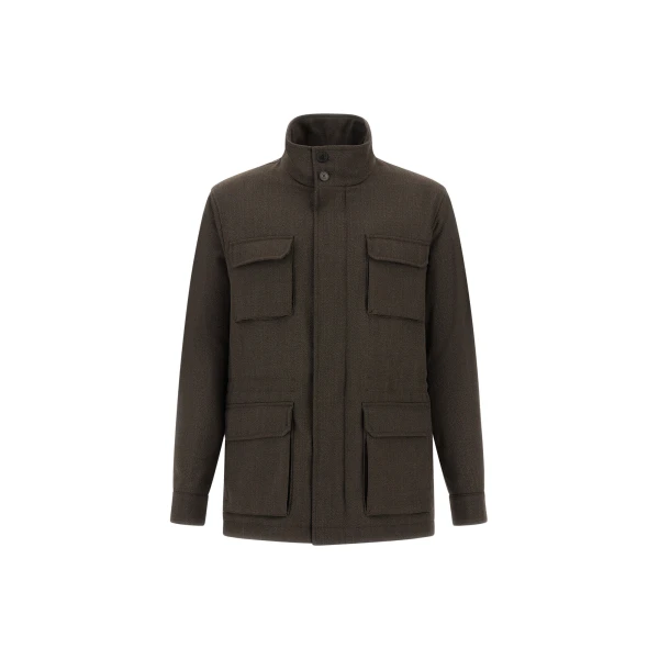 Herno Vintage-Effect Wool-Blend Field Jacket in Light Military | Men's Jackets | Coveti