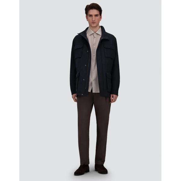 Herno Vintage-Effect Wool-Blend Field Jacket in Navy Blue | Men's Jackets | Coveti