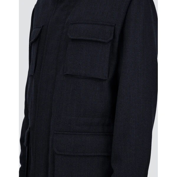 Herno Vintage-Effect Wool-Blend Field Jacket in Navy Blue | Men's Jackets | Coveti