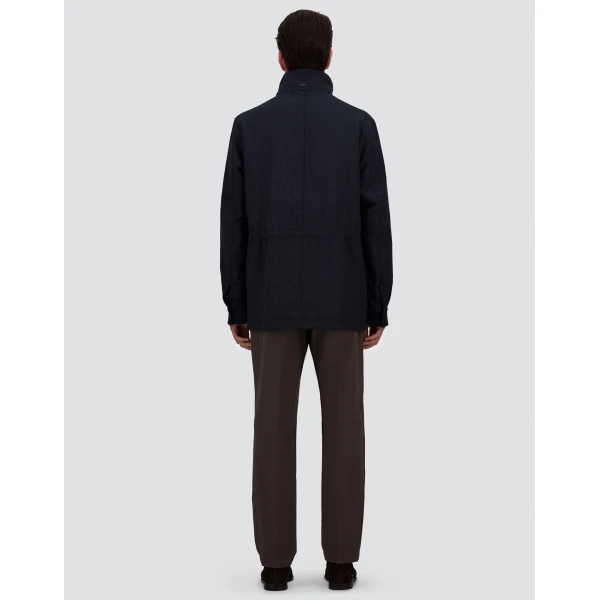 Herno Vintage-Effect Wool-Blend Field Jacket in Navy Blue | Men's Jackets | Coveti