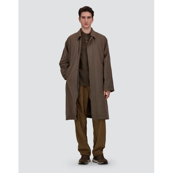 Herno Vintage-Effect Wool-Blend Raincoat in Light Taupe | Men's Coats | Coveti