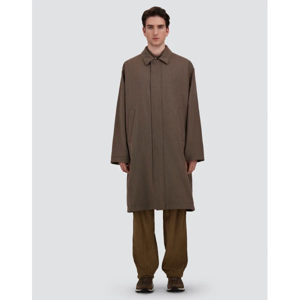 Herno Vintage-Effect Wool-Blend Raincoat in Light Taupe | Men's Coats | Coveti