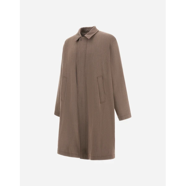 Herno Vintage-Effect Wool-Blend Raincoat in Light Taupe | Men's Coats | Coveti