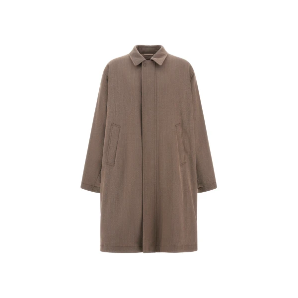 Herno Vintage-Effect Wool-Blend Raincoat in Light Taupe | Men's Coats | Coveti
