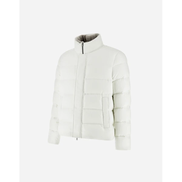 Herno White Bomber Jacket in Arendelle and Faux Fur | Men's Jackets | Coveti