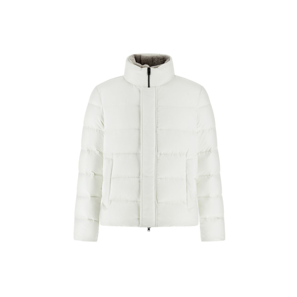Herno White Bomber Jacket in Arendelle and Faux Fur | Men's Jackets | Coveti