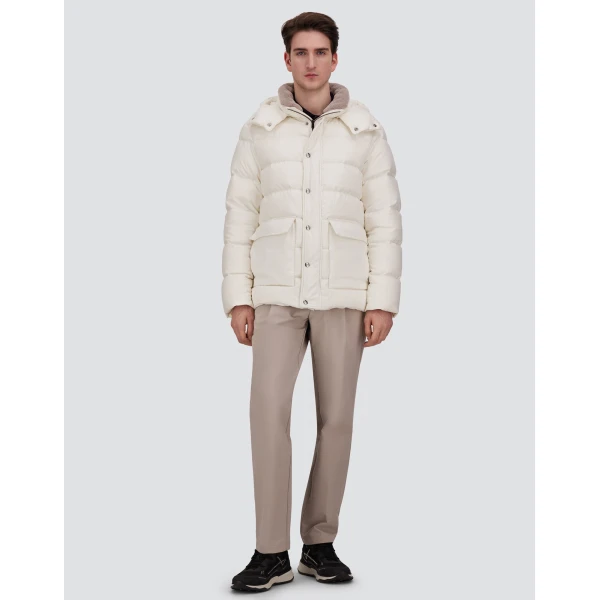 Herno White Parka in Super-Matt Technical Fabric with Monogram | Men's Coats | Coveti