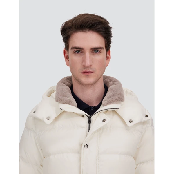 Herno White Parka in Super-Matt Technical Fabric with Monogram | Men's Coats | Coveti