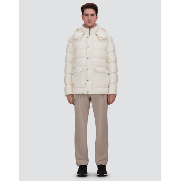 Herno White Parka in Super-Matt Technical Fabric with Monogram | Men's Coats | Coveti