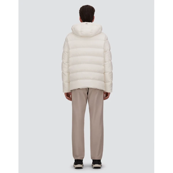 Herno White Parka in Super-Matt Technical Fabric with Monogram | Men's Coats | Coveti