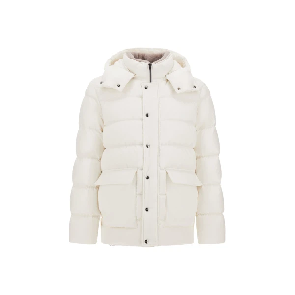 Herno White Parka in Super-Matt Technical Fabric with Monogram | Men's Coats | Coveti