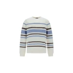 Herno White and Light Blue Sweatshirt in Stripe Cotton Sweater | Men's Sweatshirts | Coveti