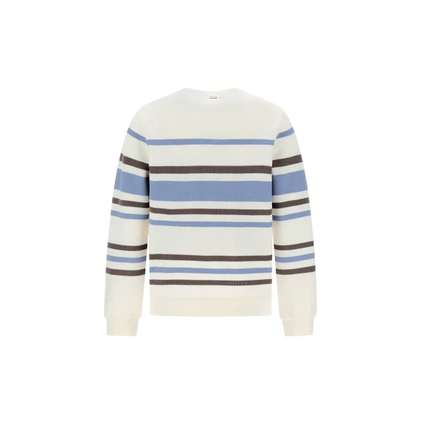 Herno White and Light Blue Sweatshirt in Stripe Cotton Sweater | Men's Sweatshirts | Coveti