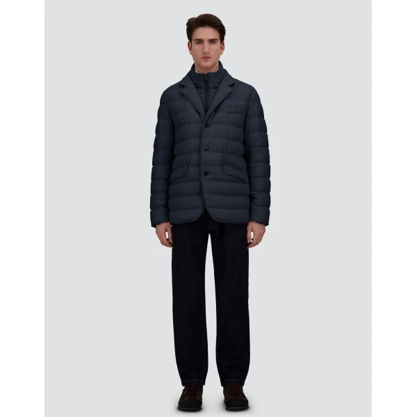 Herno Wool-Blend, Viscose and Suede-Effect Blazer in Navy Blue | Men's Jackets | Coveti
