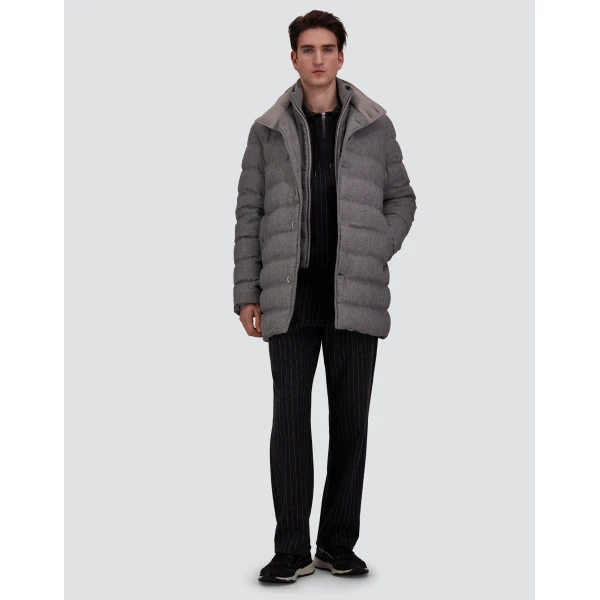 Herno Wool-Blend, Viscose and Suede-Effect Carcoat in Light Grey | Men's Coats | Coveti