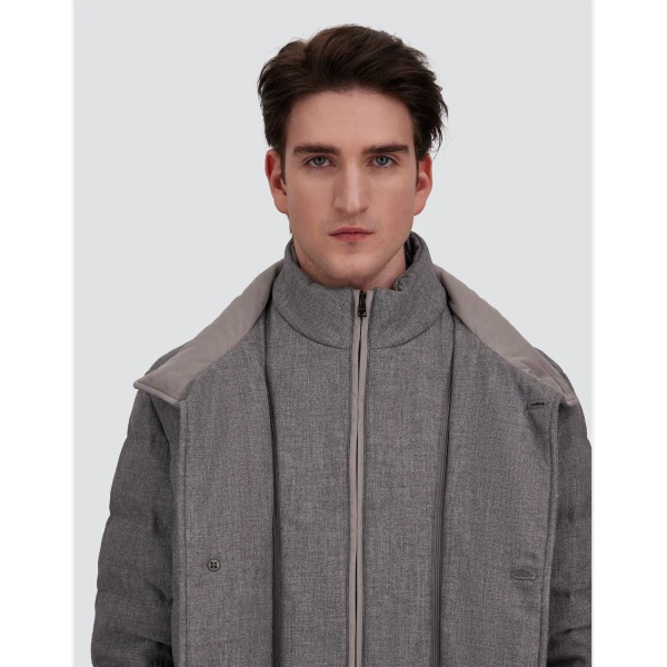Herno Wool-Blend, Viscose and Suede-Effect Carcoat in Light Grey | Men's Coats | Coveti