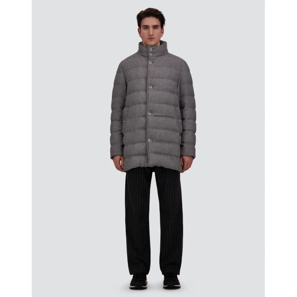 Herno Wool-Blend, Viscose and Suede-Effect Carcoat in Light Grey | Men's Coats | Coveti