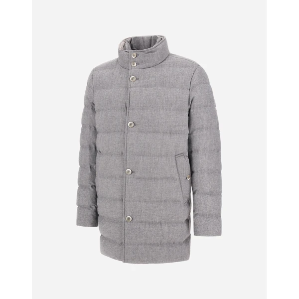 Herno Wool-Blend, Viscose and Suede-Effect Carcoat in Light Grey | Men's Coats | Coveti