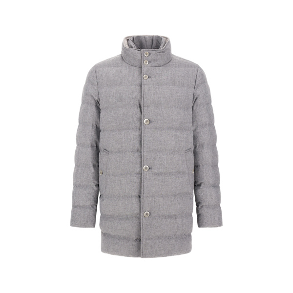 Herno Wool-Blend, Viscose and Suede-Effect Carcoat in Light Grey | Men's Coats | Coveti