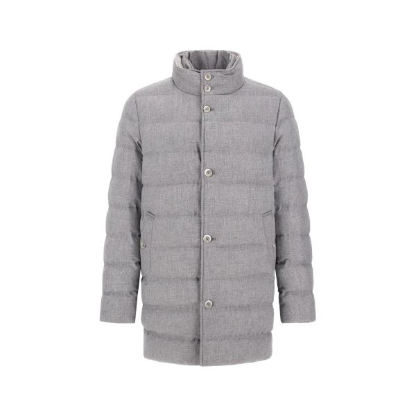Herno Wool-Blend, Viscose and Suede-Effect Carcoat in Light Grey | Men's Coats | Coveti