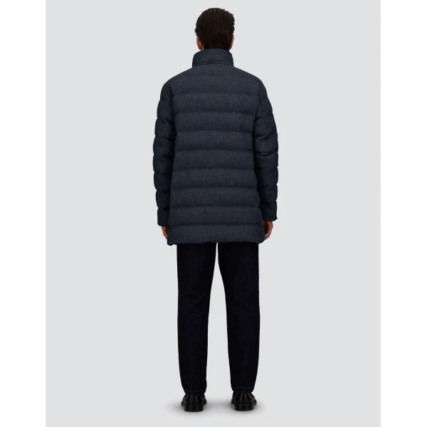 Herno Wool-Blend, Viscose and Suede-Effect Carcoat in Navy Blue | Men's Coats | Coveti