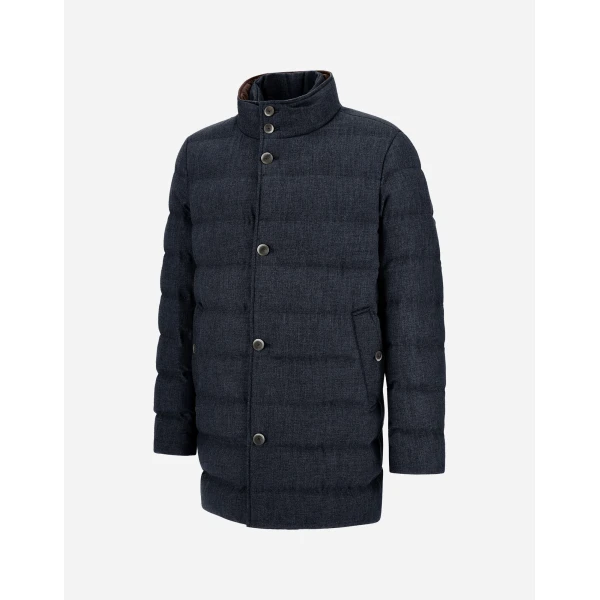Herno Wool-Blend, Viscose and Suede-Effect Carcoat in Navy Blue | Men's Coats | Coveti