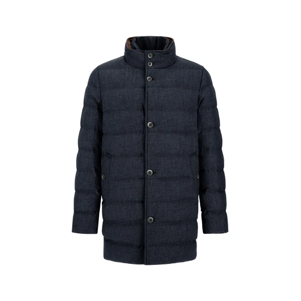 Herno Wool-Blend, Viscose and Suede-Effect Carcoat in Navy Blue | Men's Coats | Coveti