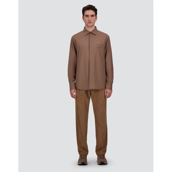 Herno Wool Gabardine Shirt in Light Taupe | Men's Shirts | Coveti