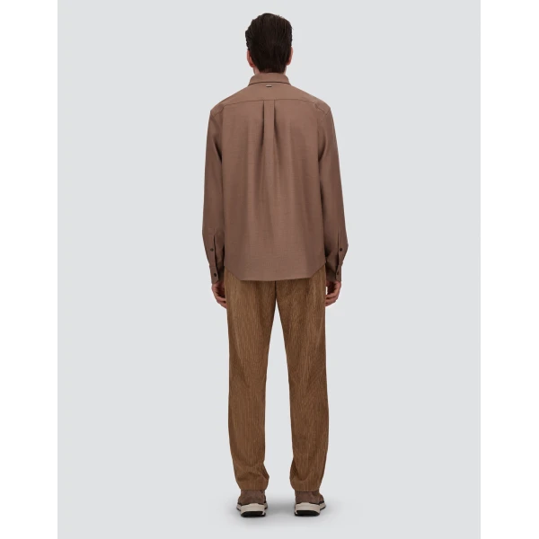 Herno Wool Gabardine Shirt in Light Taupe | Men's Shirts | Coveti