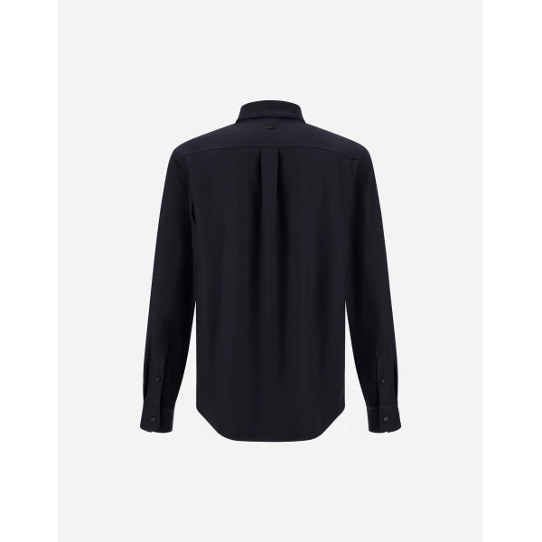 Herno Wool Gabardine Shirt in Navy Blue | Men's Shirts | Coveti