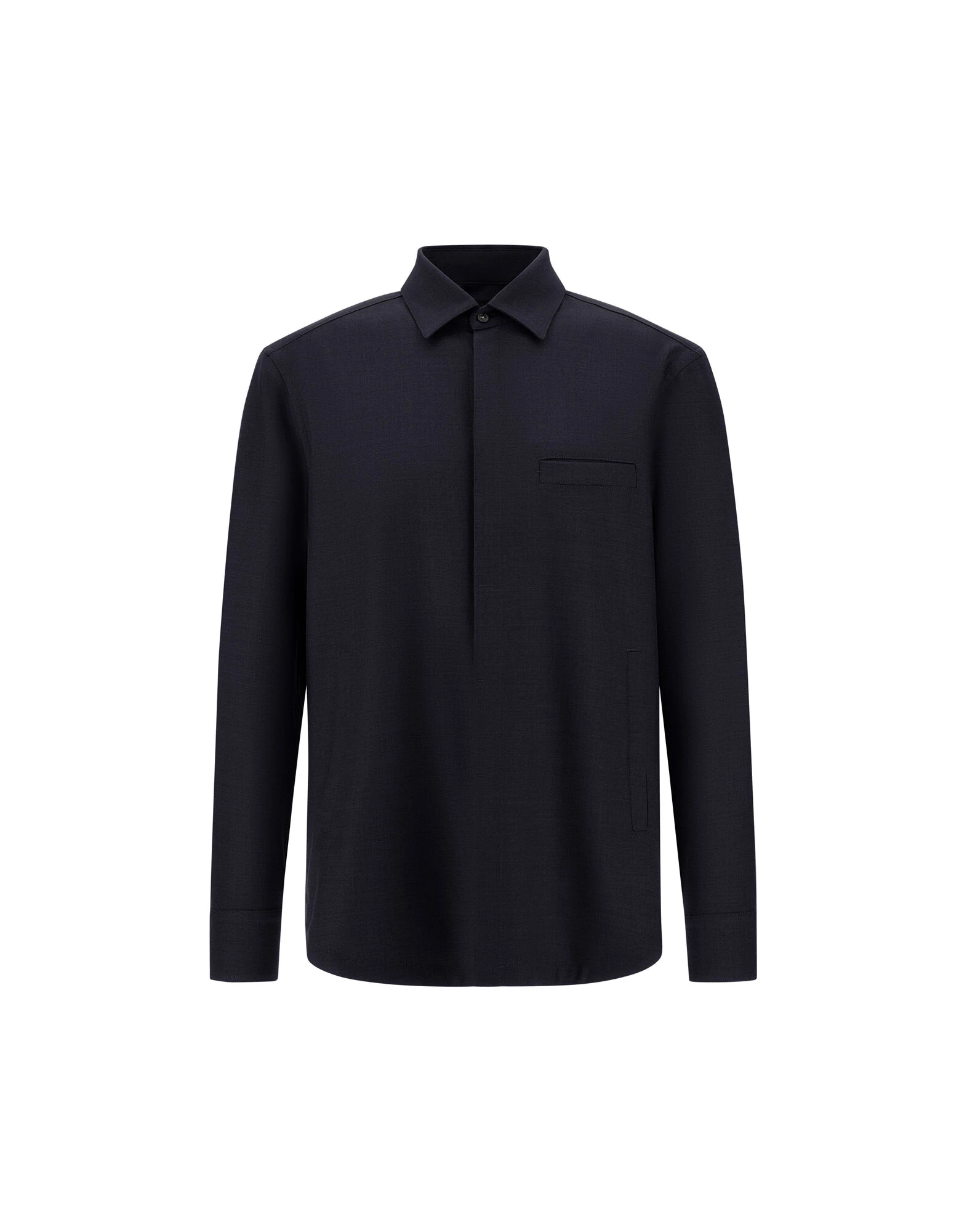 Herno Wool Gabardine Shirt in Navy Blue Herno Wool Gabardine Shirt in Navy Blue | Men's Shirts | Coveti