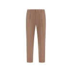 Herno Wool Gabardine Trousers in Light Taupe | Men's Trousers | Coveti