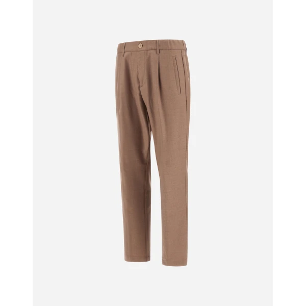 Herno Wool Gabardine Trousers in Light Taupe | Men's Trousers | Coveti