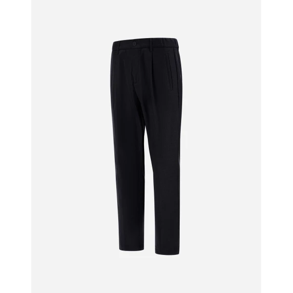 Herno Wool Gabardine Trousers in Navy Blue | Men's Trousers | Coveti