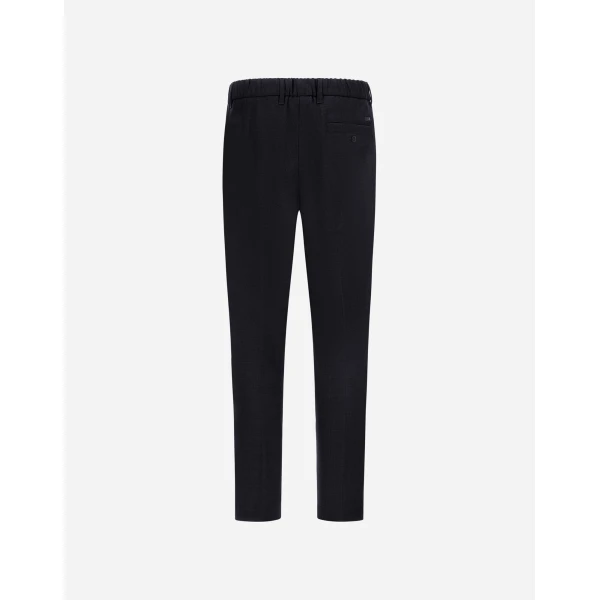 Herno Wool Gabardine Trousers in Navy Blue | Men's Trousers | Coveti