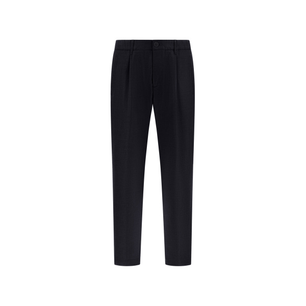 Herno Wool Gabardine Trousers in Navy Blue | Men's Trousers | Coveti