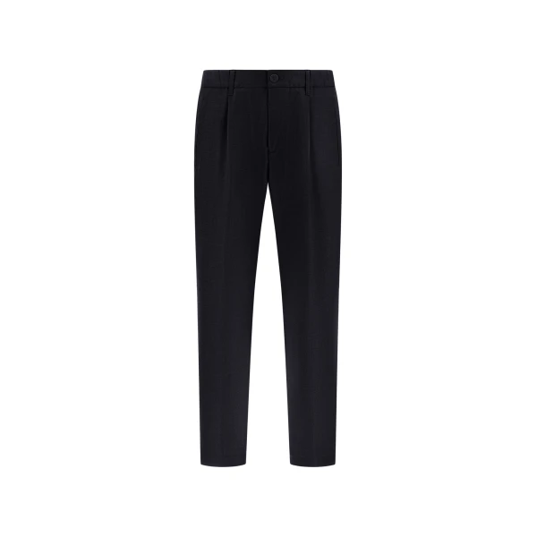 Herno Wool Gabardine Trousers in Navy Blue | Men's Trousers | Coveti