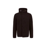 Herno Wool Jacket with Raised Texture and Cable-Knit Detailing in Dark Brown | Men's Jackets | Coveti