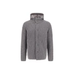 Herno Wool Jacket with Raised Texture and Cable-Knit Detailing in Light Grey | Men's Jackets | Coveti