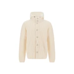 Herno Wool Jacket with Raised Texture and Cable-Knit Detailing in Milk White | Men's Jackets | Coveti