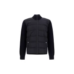 Herno Wool Jacket with a Waffle-Knit Texture and Nylon in Dark Blue | Men's Jackets | Coveti